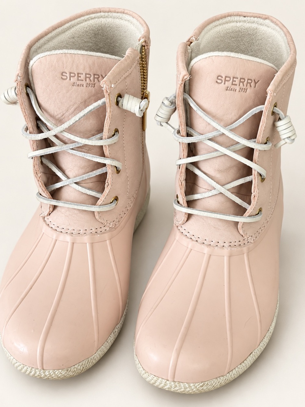 Sperry Women’s Blush Pink Fleece-Lined Lace-Up Winter Boots Size 11